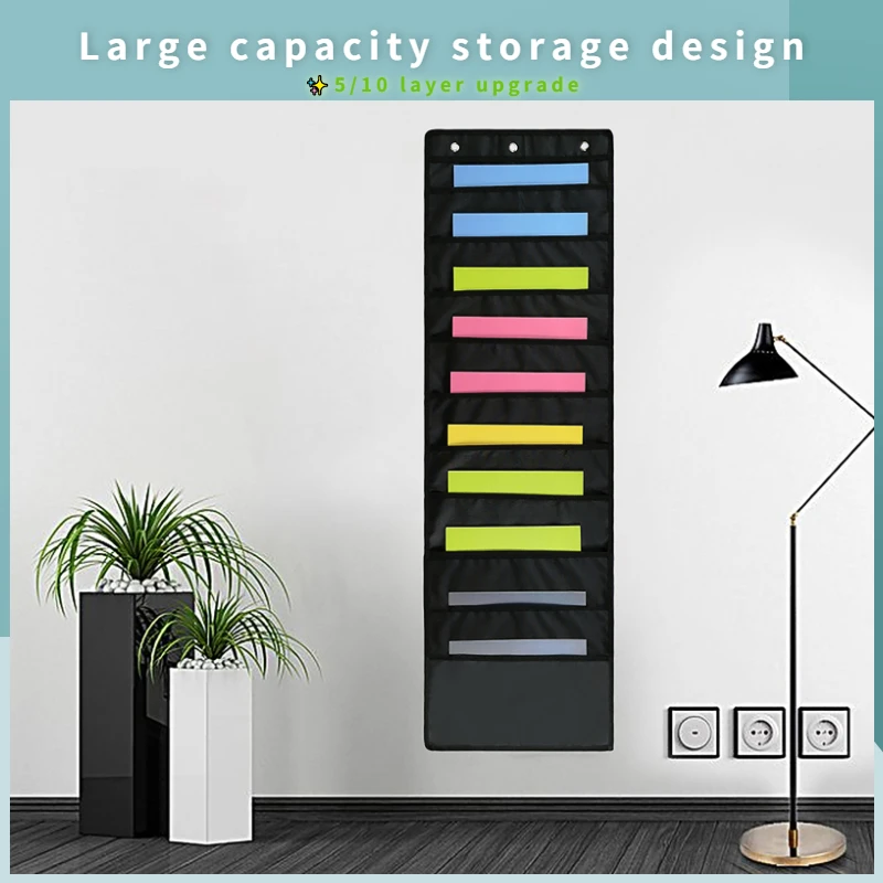 Document Bag Document Hanging Storage Bag Oxford Cloth Storage Pocket Chart Hanging File Folding Holder Cascading Fabric Organizer Office