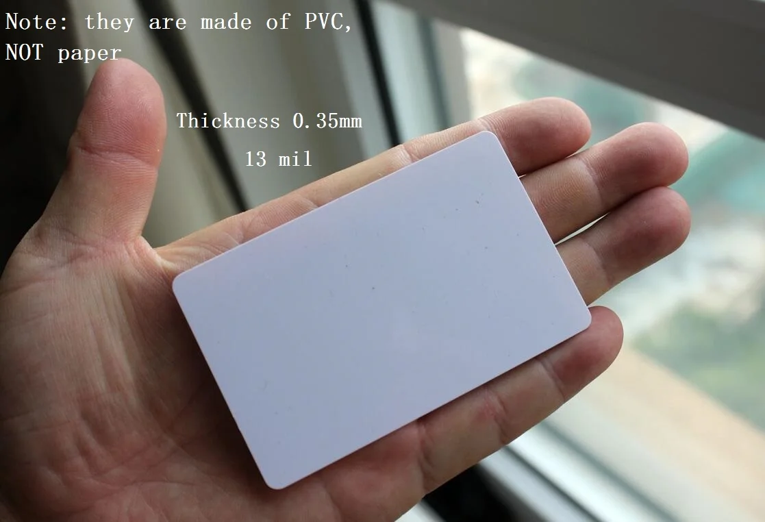 Thickness 0.35mm Glossy Finish White Plastic Acetate PVC Business Cards-20/50/100 You Pick