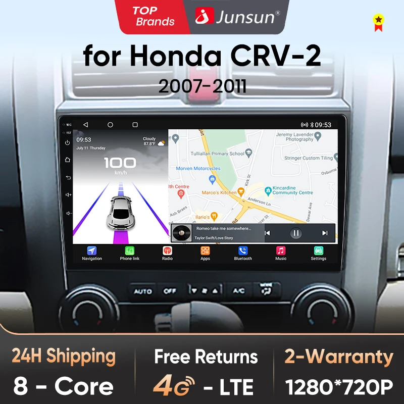 Junsun Qualcomm chip 8-Core Android13 Auto Radio Für Honda CR-V 3 RE CRV 2007-2011 drahtlose CarPlay Autoradio HD Bildschirm Multimedia