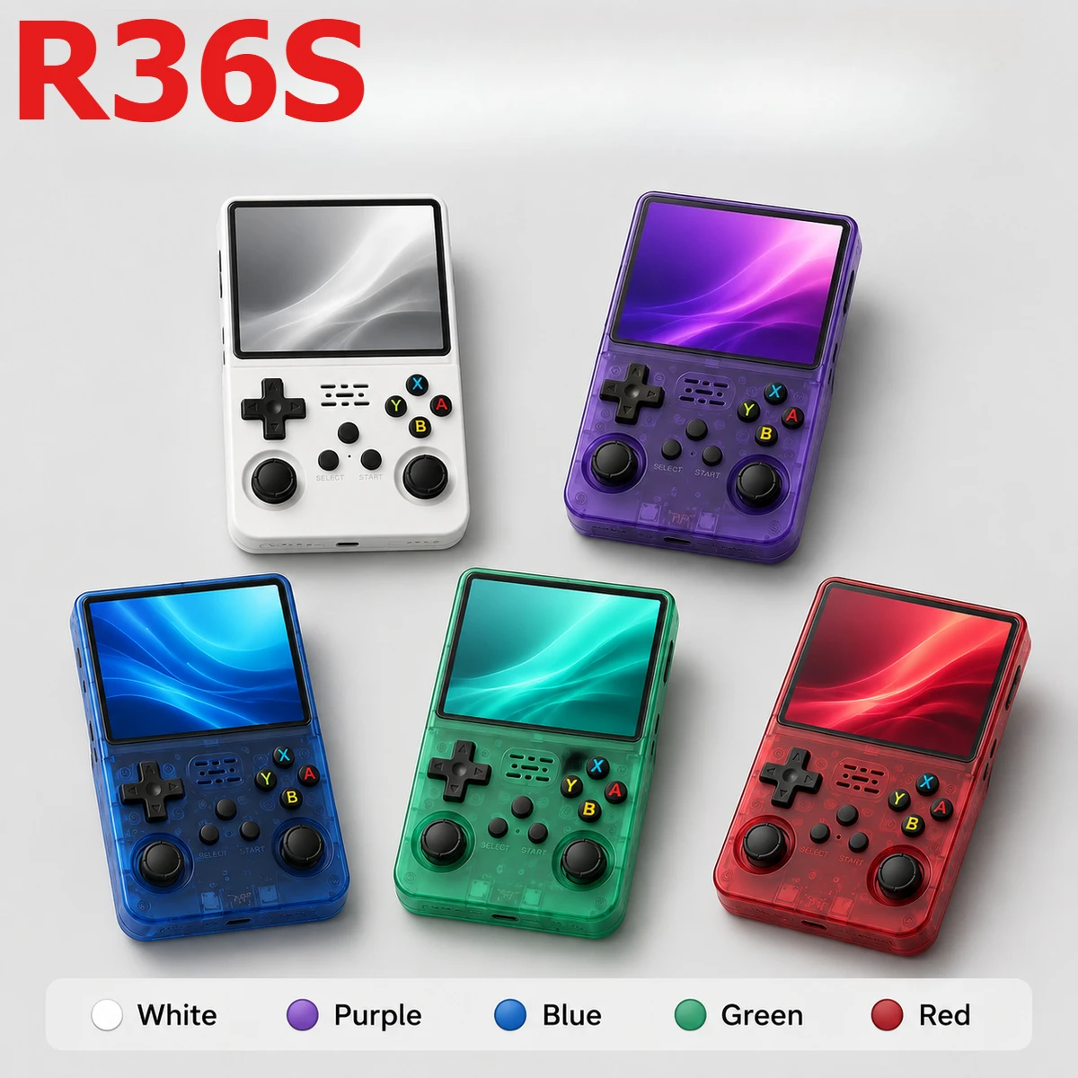 아르코스 R36S 휴대용 게임 콘솔 오픈 소스 3.5인치 IPS HD 4K 64G/128G 20000/40000 게임 포터블 게임기