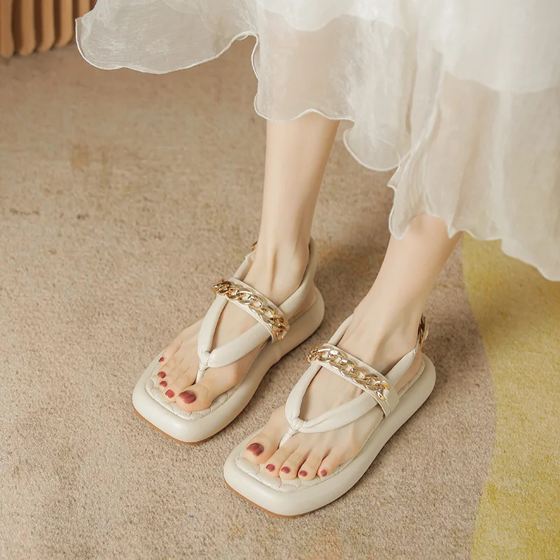 Women's Outer Wear 2023 Summer Slippers Women's Soft Sole Flip-flops Girl's Muffin Thick Sole Slippers