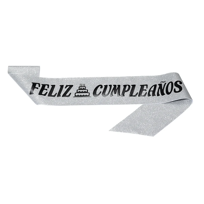 Feliz Cumpleanos Ribbon Fashion Gold Scallion cloth bronzed monogram shoulder Strap Birthday party decoration supplies