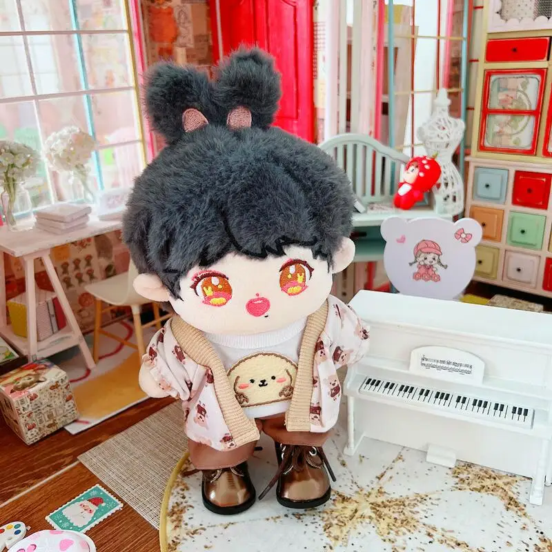 20cm Cute Boy Plush Doll Fashion Sweater Coat 3Pcs Suit Kawaii Fat Body No Attribute Idol Dolls Anime Soft Toys Girls Fan Gifts