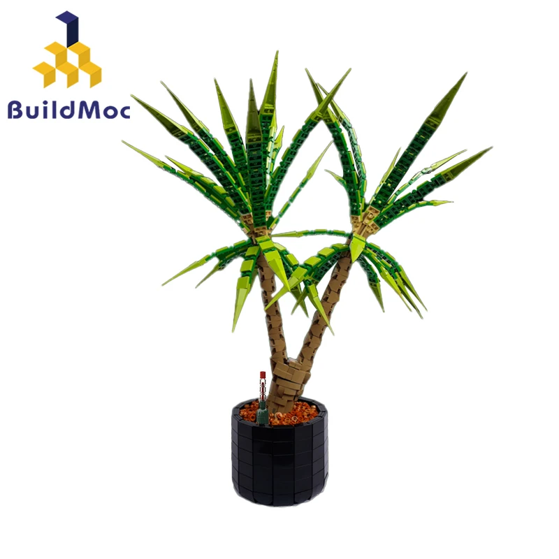 Dracaena Embalata Dragon Tree Building Block Set Piccolo Albero A Foglia Pianta Bonsai Fiore Artificiale Modello Di Mattone Regalo Giocattolo Per Bamb