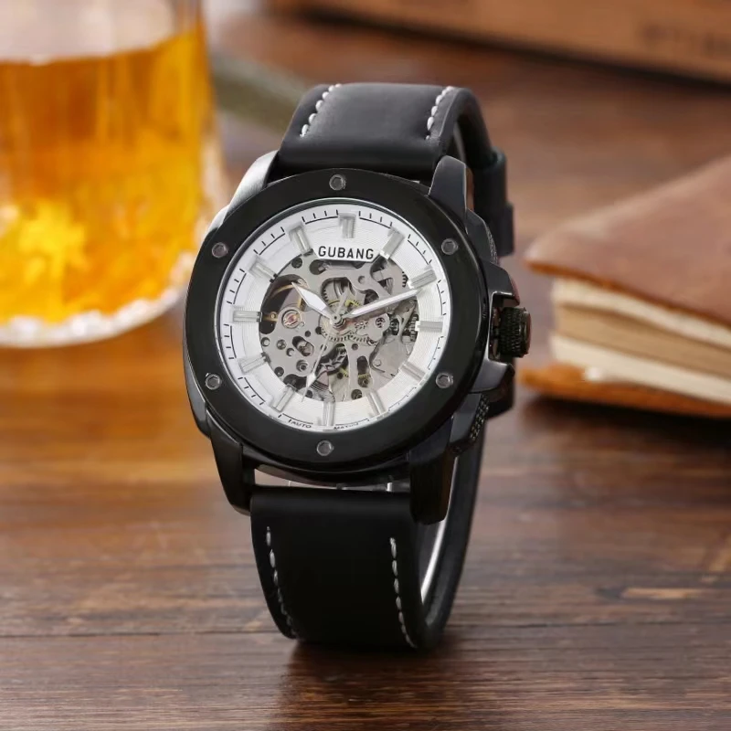 

Luxury Automatic Mechanical Watch Hollow Steampunk Men Skeleton Clock Male Black Orologio Business Man Hombre Relogio Masculino