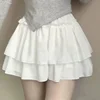 Summer Kawaii White Ball Gown Skirts Women Fashion Slim Fit Mini Skirts Giris Y2k All Match Elastic High Waist Black Faldas Goth 1