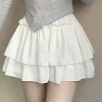 Summer Kawaii White Ball Gown Skirts Women Fashion Slim Fit Mini Skirts Giris Y2k All Match Elastic High Waist Black Faldas Goth 1