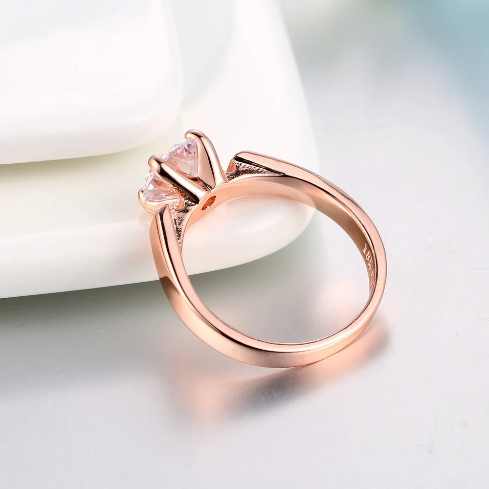 Wedding Rings For Women 4 Prongs 7mm Cubic Zirconia Rose Gold & Silver ZYR054 ZYR053