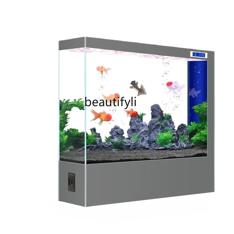 

Super White Glass Fish Tank Living Room Home Medium and Large Ecological Floor Aquarium Screen Fish Globe