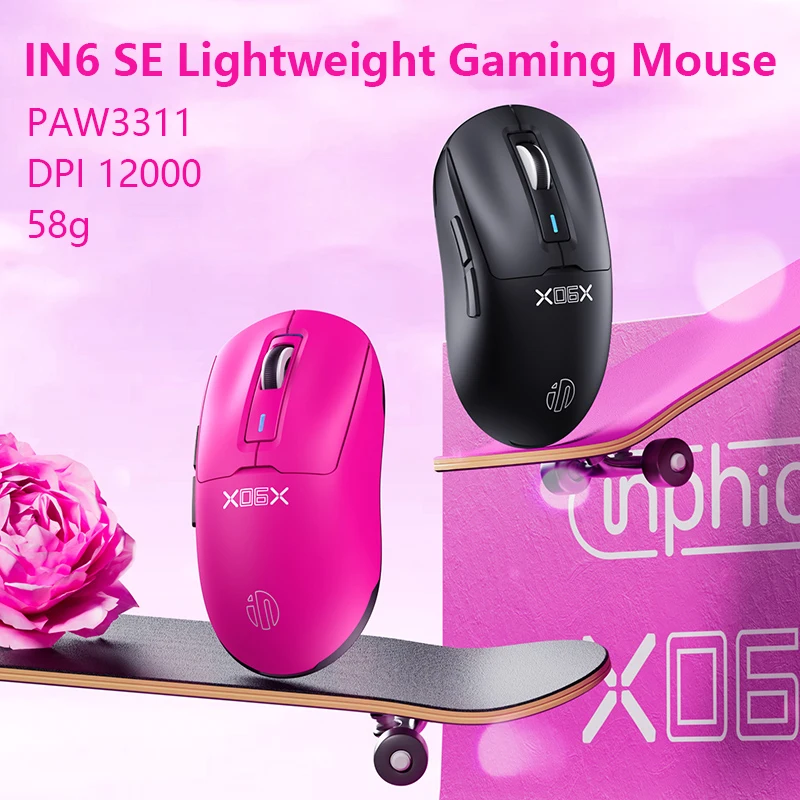 Inphic IN6 SE PAW3311 Lightweight Wired Wireless Bluetooth Mouse Ergonomic Macro Gaming Mouse for Desktop and Laptop Computers
