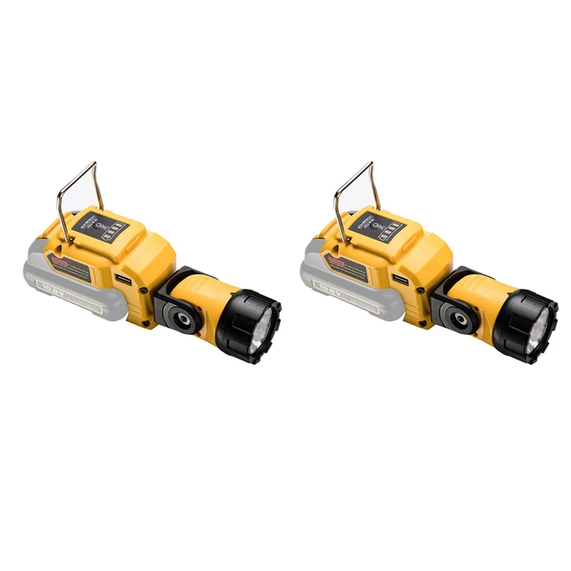 

2X Work Lamp Flashlight DCL510 10.8V 12V Li-Ion Battery LED Cordless Work Light Portable Spotlight, For Dewalt, Yellow