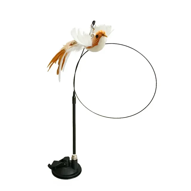 Interactive Cat Toy Handfree Cat Stick Playing Kitten Playing Teaser Wand Toy Suction Cup Bird/Feather Cat Wand Pet Supplies 3
