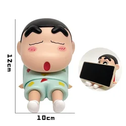 Kawaii Crayon Shin - Chan Anime Figure Phone Holder - Desktop Ornament and Mini GK Collection Toy Gift (Green)