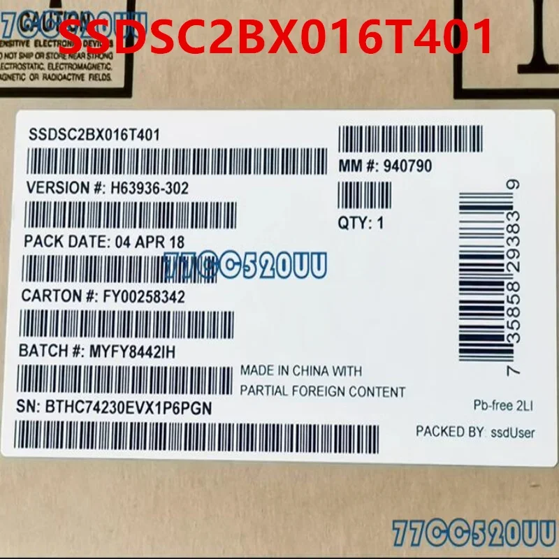 인텔 SSD DC S3610 1.6TB 2.5 인치 SATA, SSDSC2BX016T401 SSDSC2BX016T4 용 오리지널 솔리드 스테이트 드라이브, 신제품