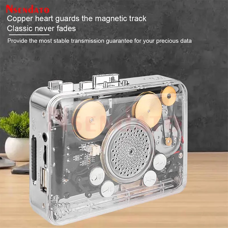 Transparent USB Cassette Player and Tape to mp3 Converter USB Cassette Tape Music Audio Player With Speaker For USB Flash disk
