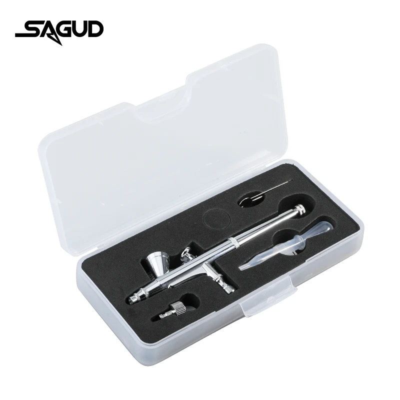 SAGUD Professional Airbrush Kit, Dual-Action Gravity Feed Air Brush Gun With 0 2 0 3 0 5mm Nozzles Needles For Shoes Cake Nails Body Hobby - View #3