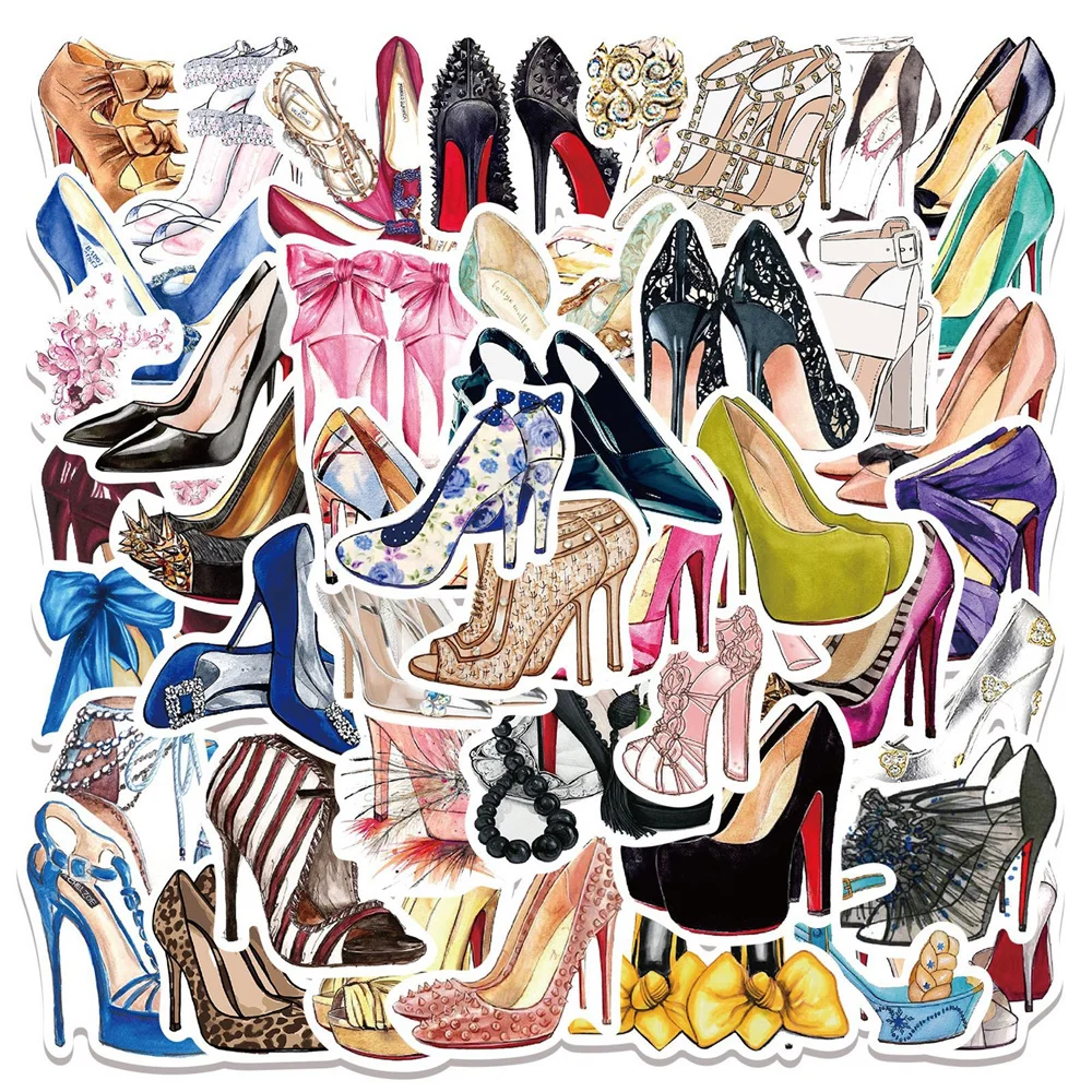 

50pcs Princess High Heels Stickers For Phone Laptop Stationery Cup Aesthetic Craft Supplies Girl Sticker Scrapbooking Material