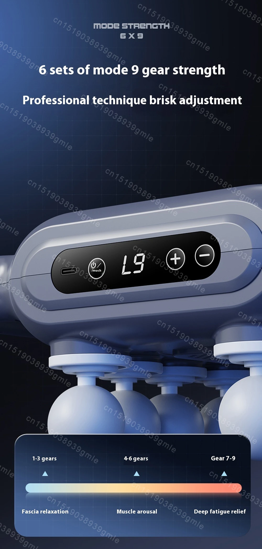 Description Picture 6 of itemBack Fascia Gun Muscle Massager Gun High Frequency Vibration Shoulder Arm Massage Machine 8 Head Body Relax Fitness Tool