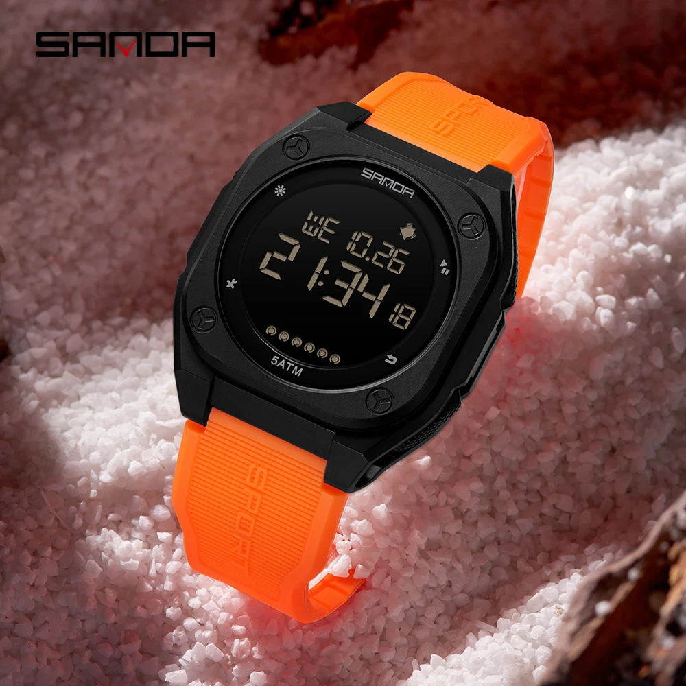 SANDA 6303Outdoor Sports Fashion Electronic Men's Watch Multi functional Alarm clock Chronograph Calendar Waterproof Men's Watch view 5