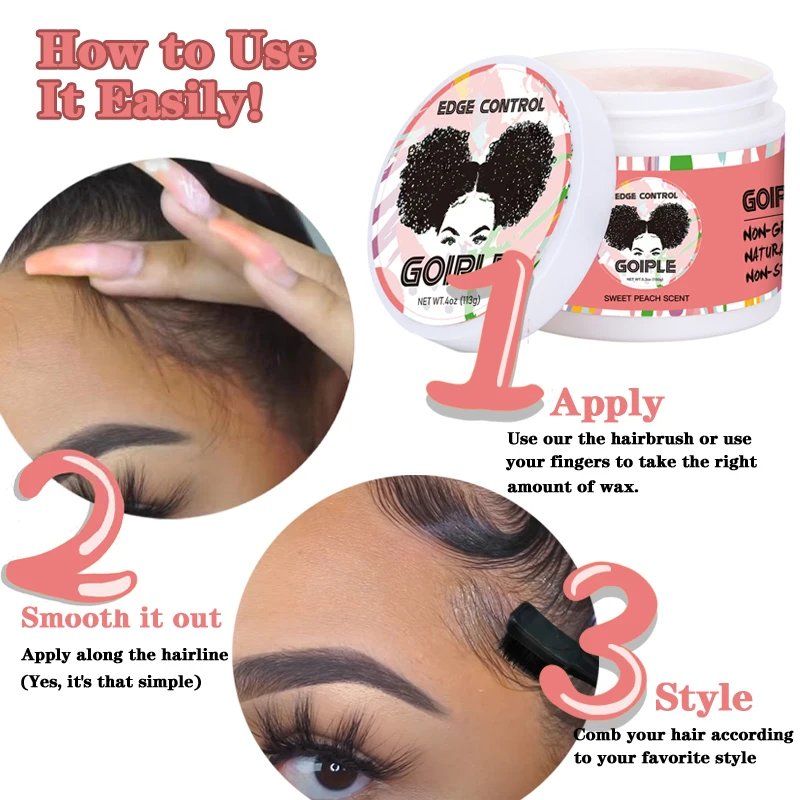 GOIPLE Edge Control Wax for Women 4c Hair Non-greasy Frizz Control Wig Styling Gel Broken Back Hair Finishing Cream Pomade 5