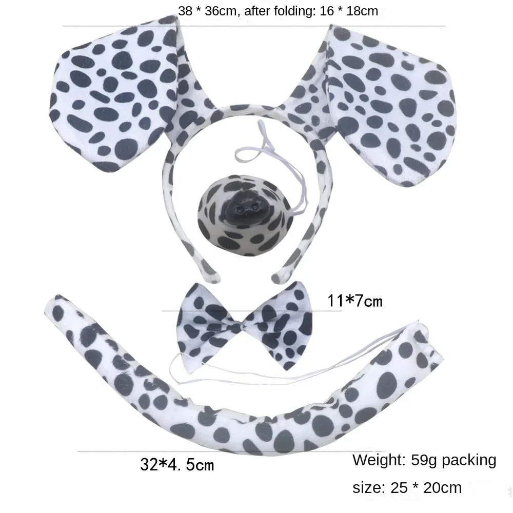 Puppy Dog Ears Headband Tail Bow Nose Kit Animal Cosplay Costume