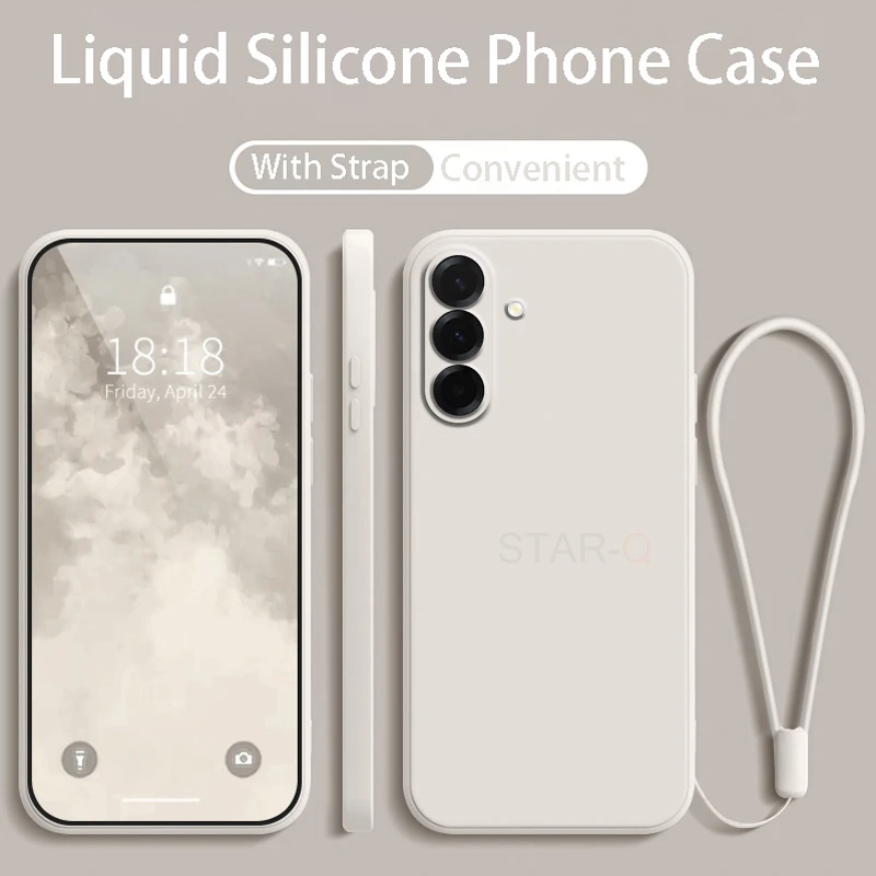 Luxury Liquid Silicone Phone Case with Lanyard - Soft Back Cover