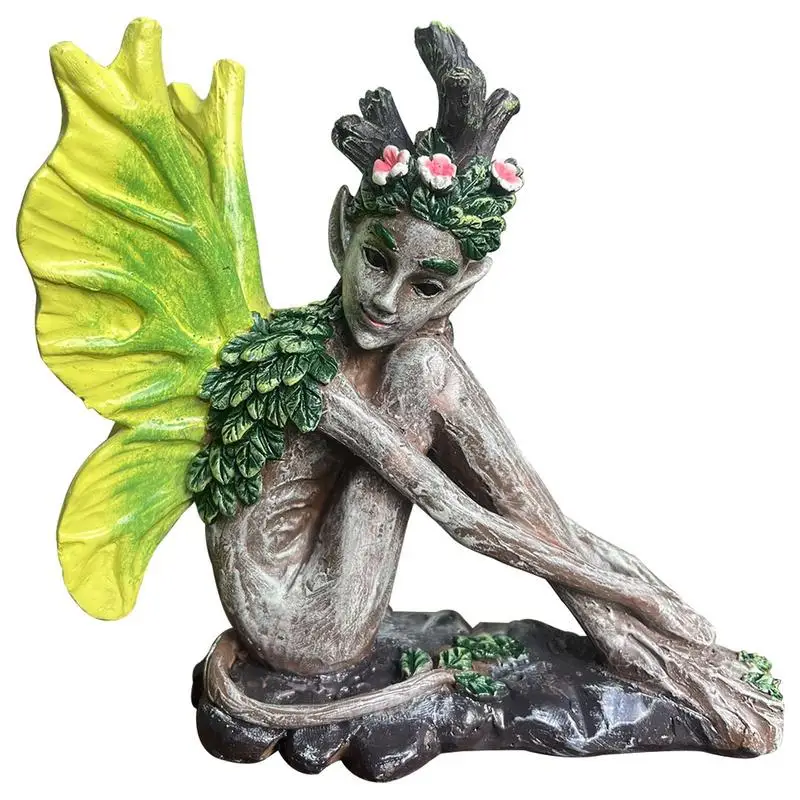 Mystical, Woodland Sprite Figurine Garden Ornament Scultura In Resina Magical Forest Fairy Resin Statue Colorful Garden Elf Decor