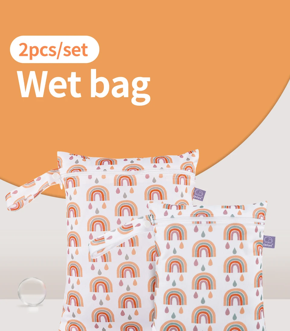Elinfant 2 Stück wasserdichte Stoffwindeltasche, nasse und trockene Tasche, waschbare Strand-Pool-Sporttaschen für Badeanzüge, nasse Kleidung – Detail 1