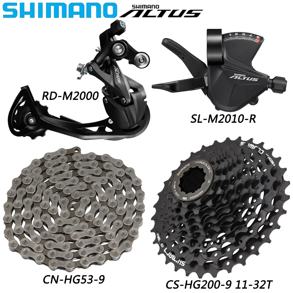 

SHIMANO ALTUS M2000 9 Speed Derailleur Groupset M2010 Shifter CS-HG200-9 11-32T/34T/36T Cassette CN-HG53 Chain Bicycle Parts