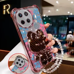 Blue Floral Phone Case Set with Lanyard and Stand (3 - piece) for Realme 12 5G (Pink)