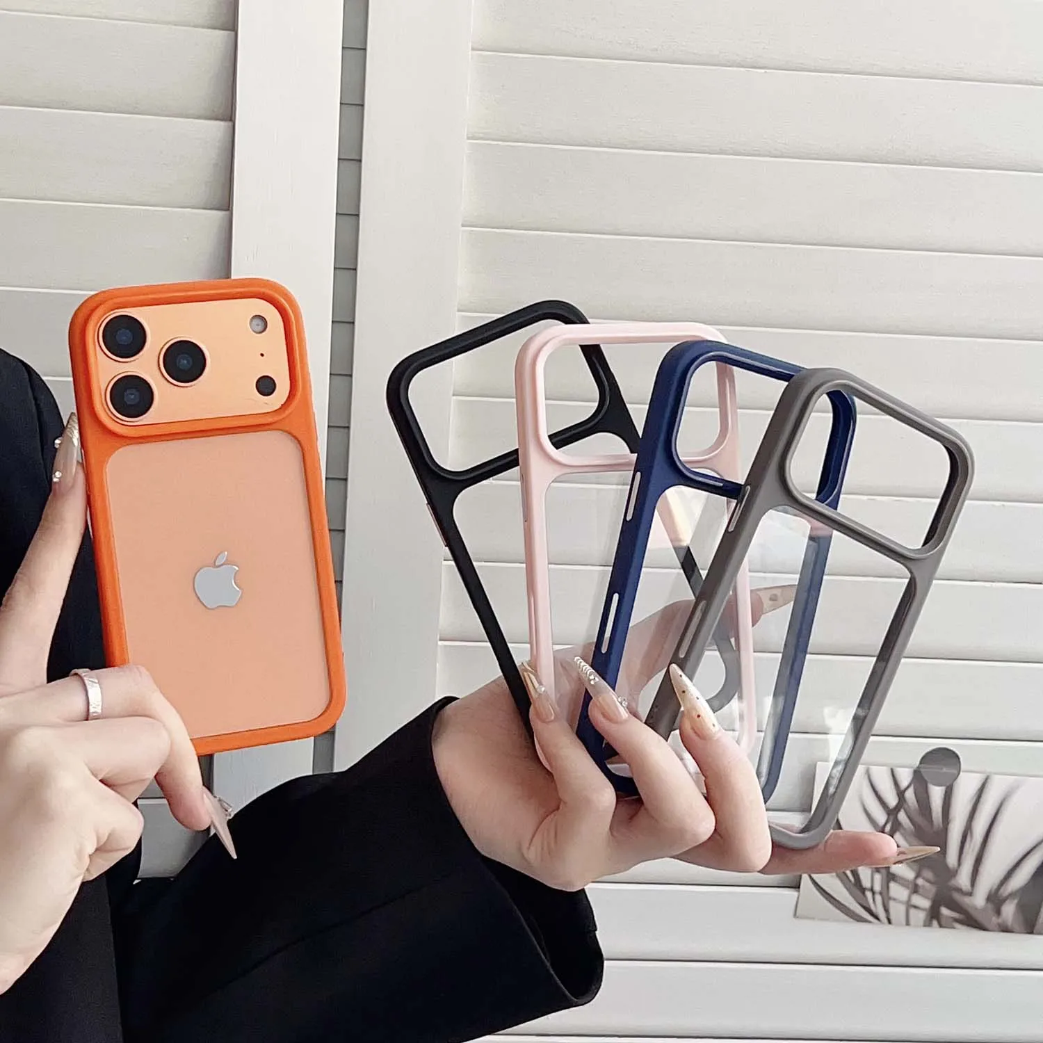 Transparent Skin Feel Shock Resistant Phone Case with TPU Border and Hardware Buttons
