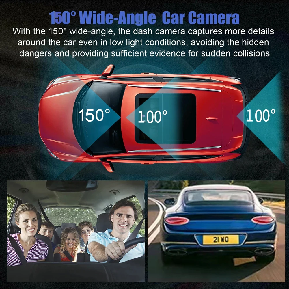 3-Channel Car DVR 1080P Dash Cam for Cars Video Recorder Dual Len Dashcam Rear View Camera for Vehicle Car accessory