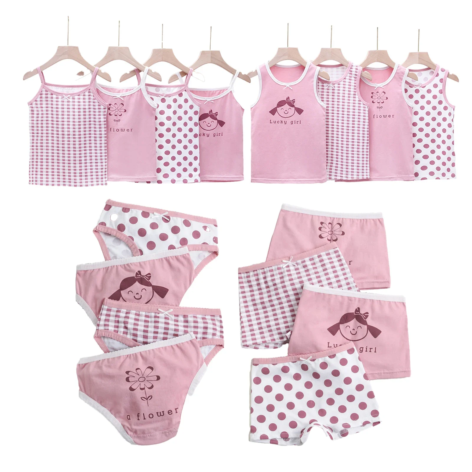 Summer Girls Cartoon Tank Top Children's Sets Wear Cotton Crewneck Vest Strappy Tops Briefs Boxer Shorts Kid 3-8 Years Old