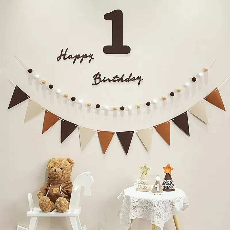 ins Coffee Number Birthday Party Banner Set Backdrop Decora Baby First Shower Garland Set Anniversary