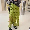 3D Polka Dot Midi Skirts Women Elegant High Waist Hollow Design Skirt Casual Summer Straight Skirts Solid Streetwear Zipper 1