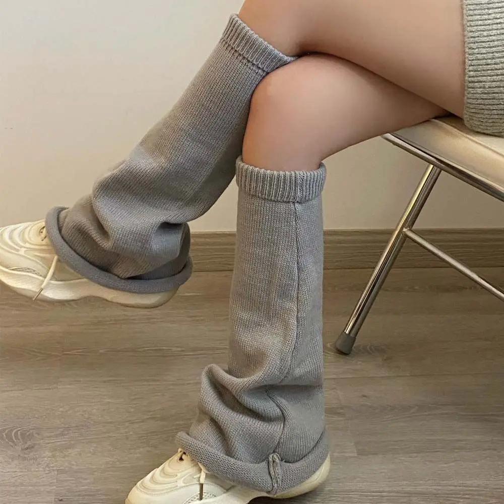 

Loose Girls Cosplay Horn Type Socks Solid Color Lolita Foot Cover Women Pile Socks Wide Leg Warmers Knitted Long Socks