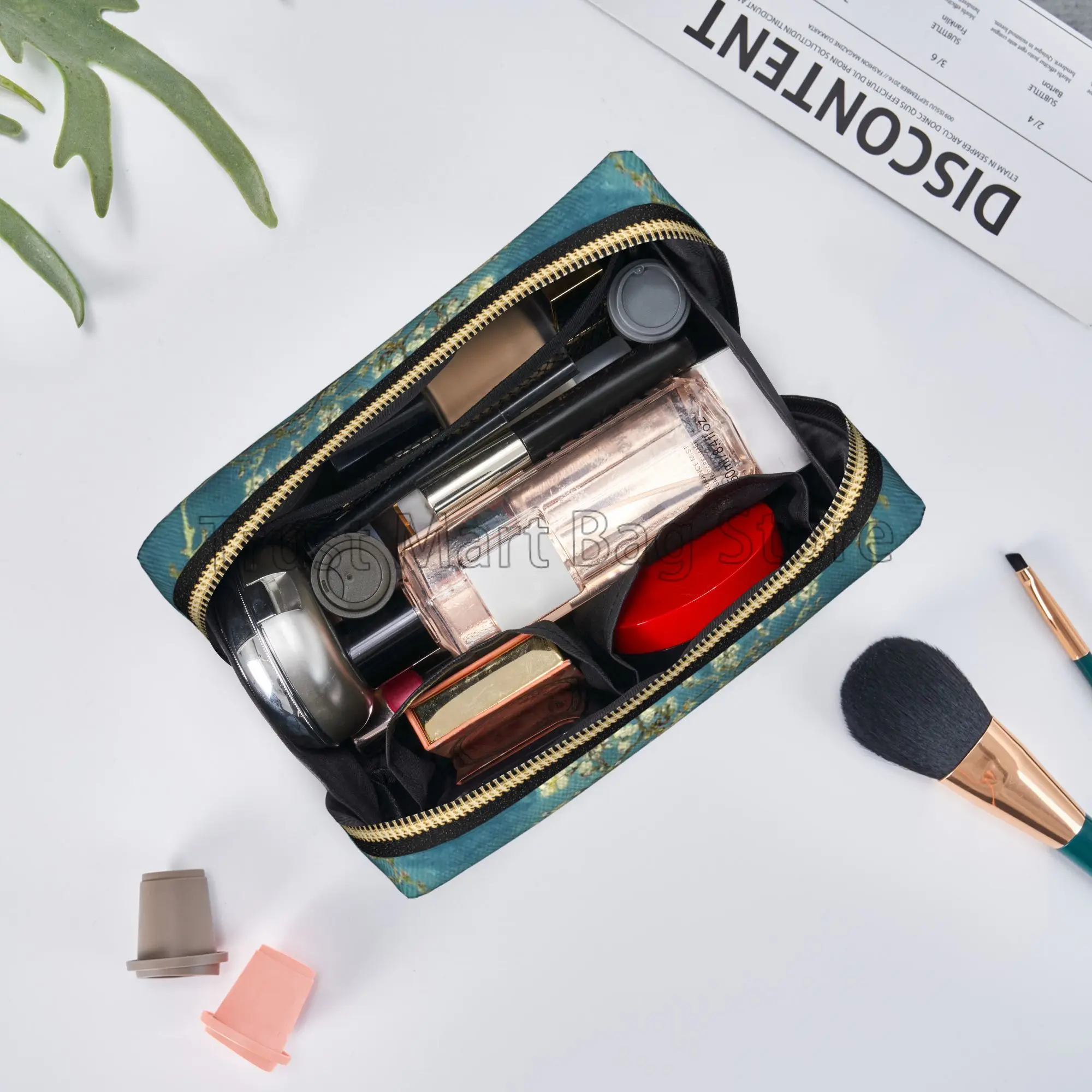 Van Gogh Mandelblüten Make-up-Tasche – 26x11,5x12,5 Cm, Wasserdichter 3D-Druck, Mit Griff