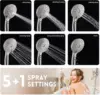 l8'' High Pressure Rain/Rainfall Shower Head,5 Settings Adjustable Handheld Showers,with 15" Height Adjustable Slide 4