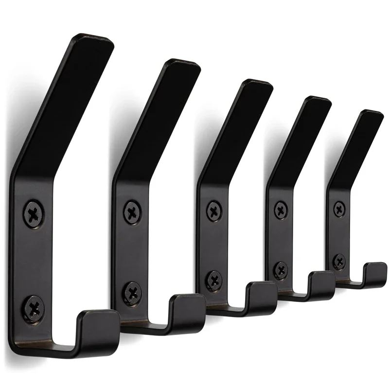 1/3/5Pcs Wall Robe Hook Multi-purpose Double Hook for Clothes Towel Coat Hanger Key Holder Kitchen Bathroom  Accessories Gancho 5