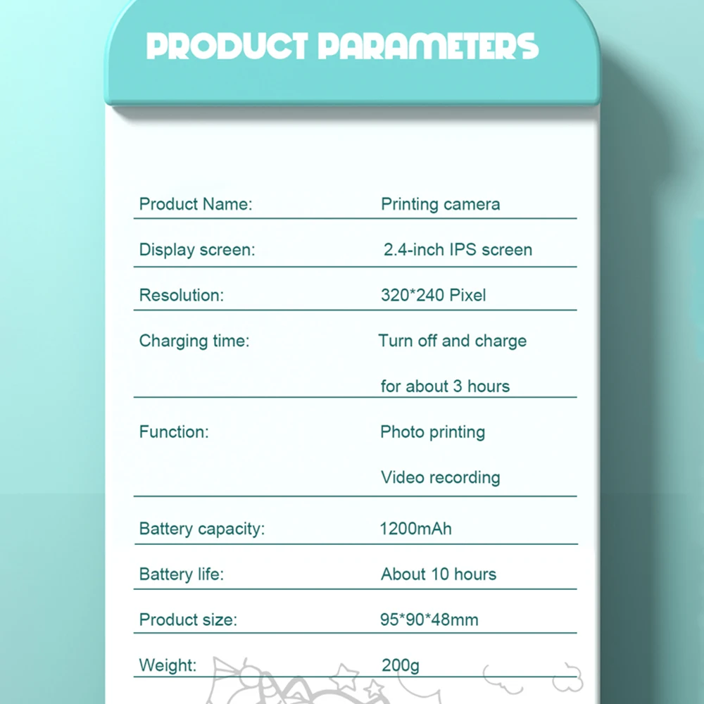 Q6 Kids Camera Instant Thermal Printer 2.4 Inch Screen Photo Printer 48MP 32GB Card with RGB Light Video Recording Printing