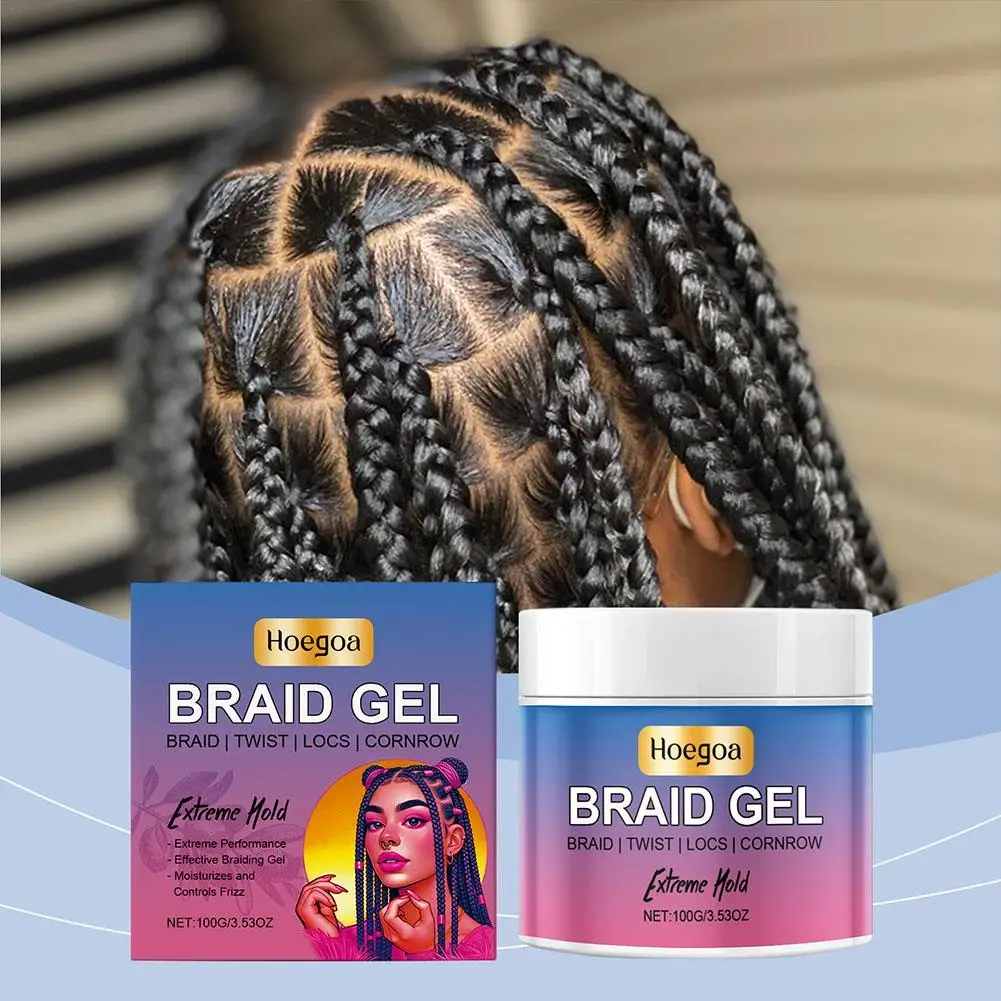 100g Styling Braiding Gel Wax Strong Hold Pomade Anti-Frizz Smooth Lasting Broken Hair Finishing Shaping Hair Cream