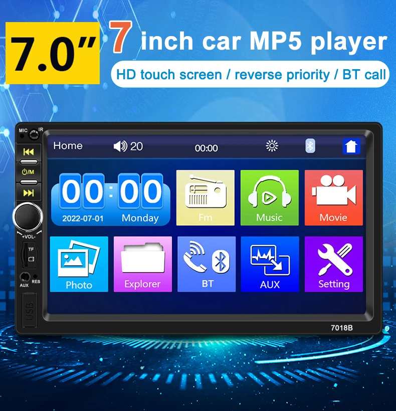 2 Din Car Radios Bluetooth Autoradio Carplay HD Touch Screen FM Audio