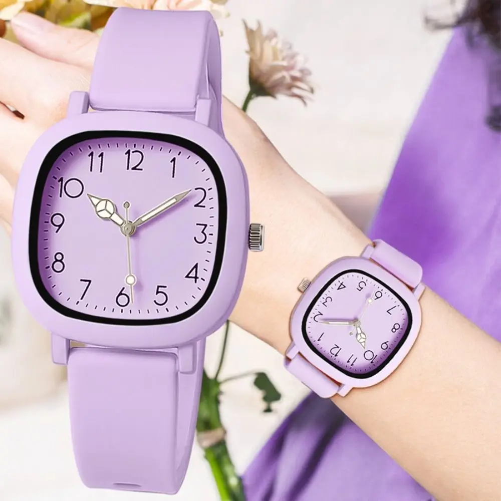 

Женские часы из нержавеющей стали, модные светящиеся стрелки желеобразного цвета, кварцевые наручные часы, силиконовые женские часы