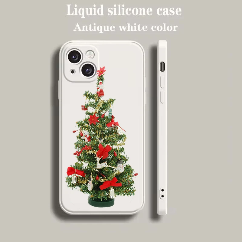 Weihnachtsbaum Neujahr Handyhülle für iPhone 16 15 14 13 12 Pro Max 11 Pro Max 7 8 Plus XS XR Luxus Silikon Shell Taschen – Detail 5