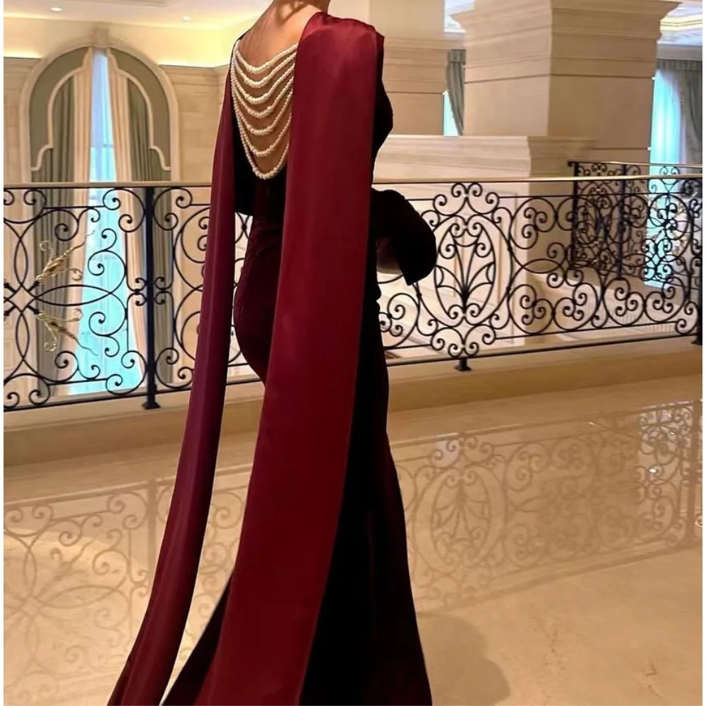 

Женское элегантное и красивое роскошное платье Muloong с круглым вырезом и шлейфом для выпускного вечера