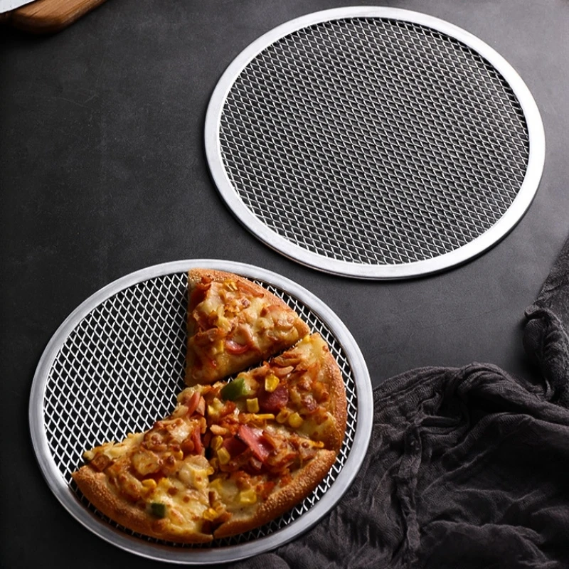 6/8/10/12/14inch Round Pizza Baking Tray DIY Pizza Screen Baking Tray Metal Net Non-stick Mold for Oven Seamless Aluminum Screen pizza bakeware
