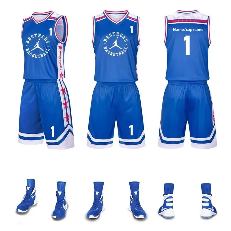 New Soft Breathable Basketball Uniform Set Training Camp Teamwear Children Adults Moisture Wicking Large Size Basketball Jersey