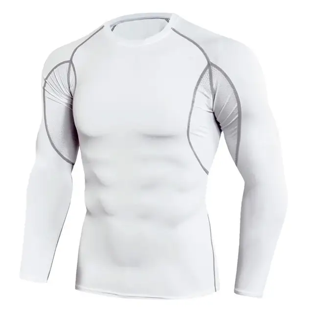 Men Bodybuilding Sport T-shirt Quick Dry Running Shirt Long Sleeve Compression Top Gym T Shirt Men Fitness Tight Rashgard TC-95