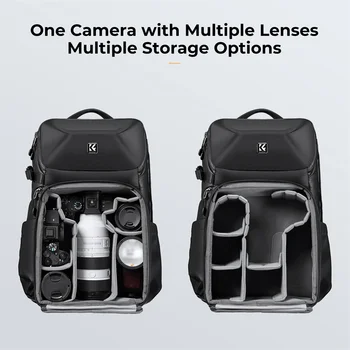 K&F CONCEPT Outdoor Sports Camera Backpack 20L Waterproof Front HardShell Camera Bag For DSLR Camera/15.6" Laptop/Tripod Holder 4