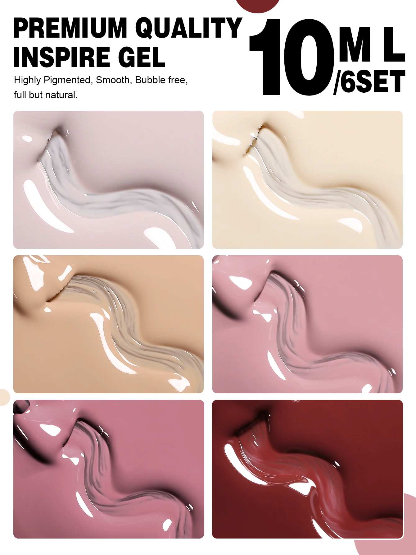 YOKEFELLOW Gel Polish Nail Set 6 Colors Skin Tones Nude Pink Gel Nail Polish Brown Neutral Soak Off Nail Art Design Salon DIY 5